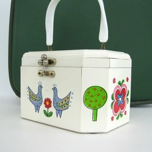 Vintage Walberg Wood Box Purse Japan Lucite Handle